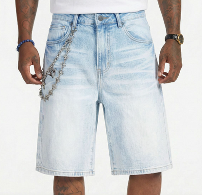 "IGLOO" DENIM SHORTS (ICE WASH)